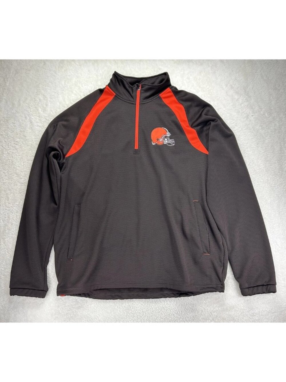 NFL Cleveland Browns Mock Neck Sweater Mens Size XL Brown Orange Embroidered